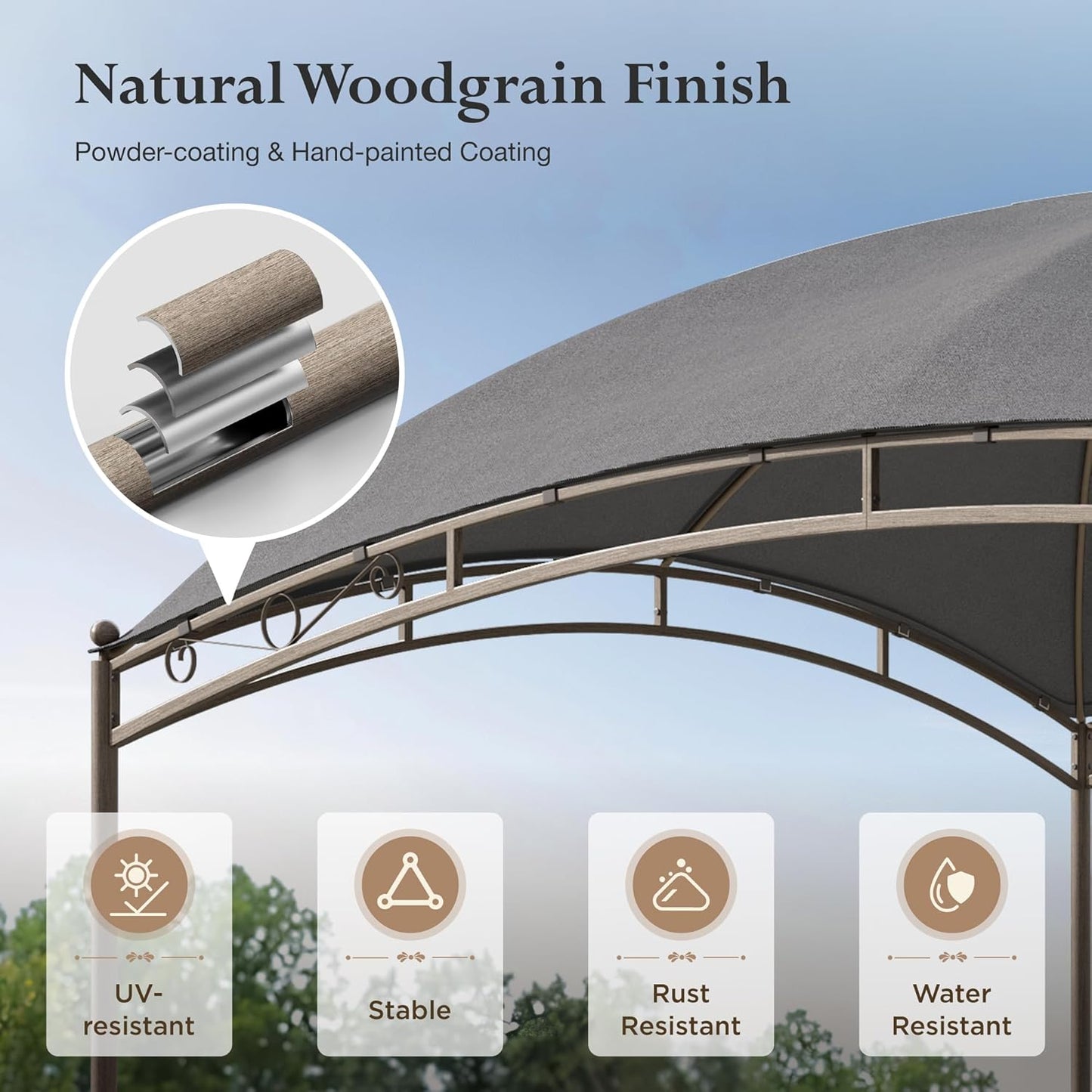 10x13 Outdoor with Screened Double Roof Heavy-Duty Patio Canopy Tent Dark Blue