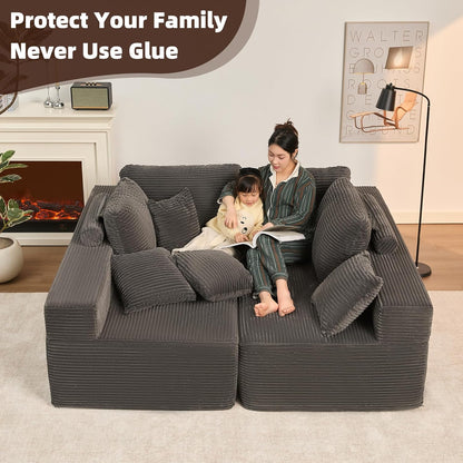 107" Boneless Couch with Deep Seat Cloud Sectional Couch for Living Room