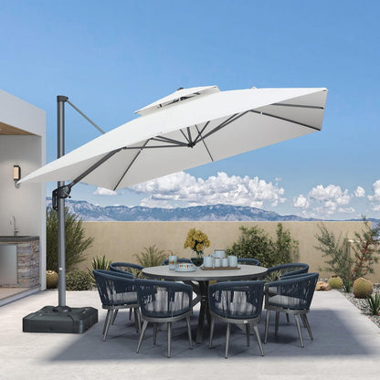 12ft Patio Umbrella with Base Large Outdoor Square Umbrella