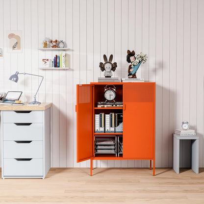 2 Door Storage Sideboard Metal Storage Cabinet with 2 Adjustable Shelf