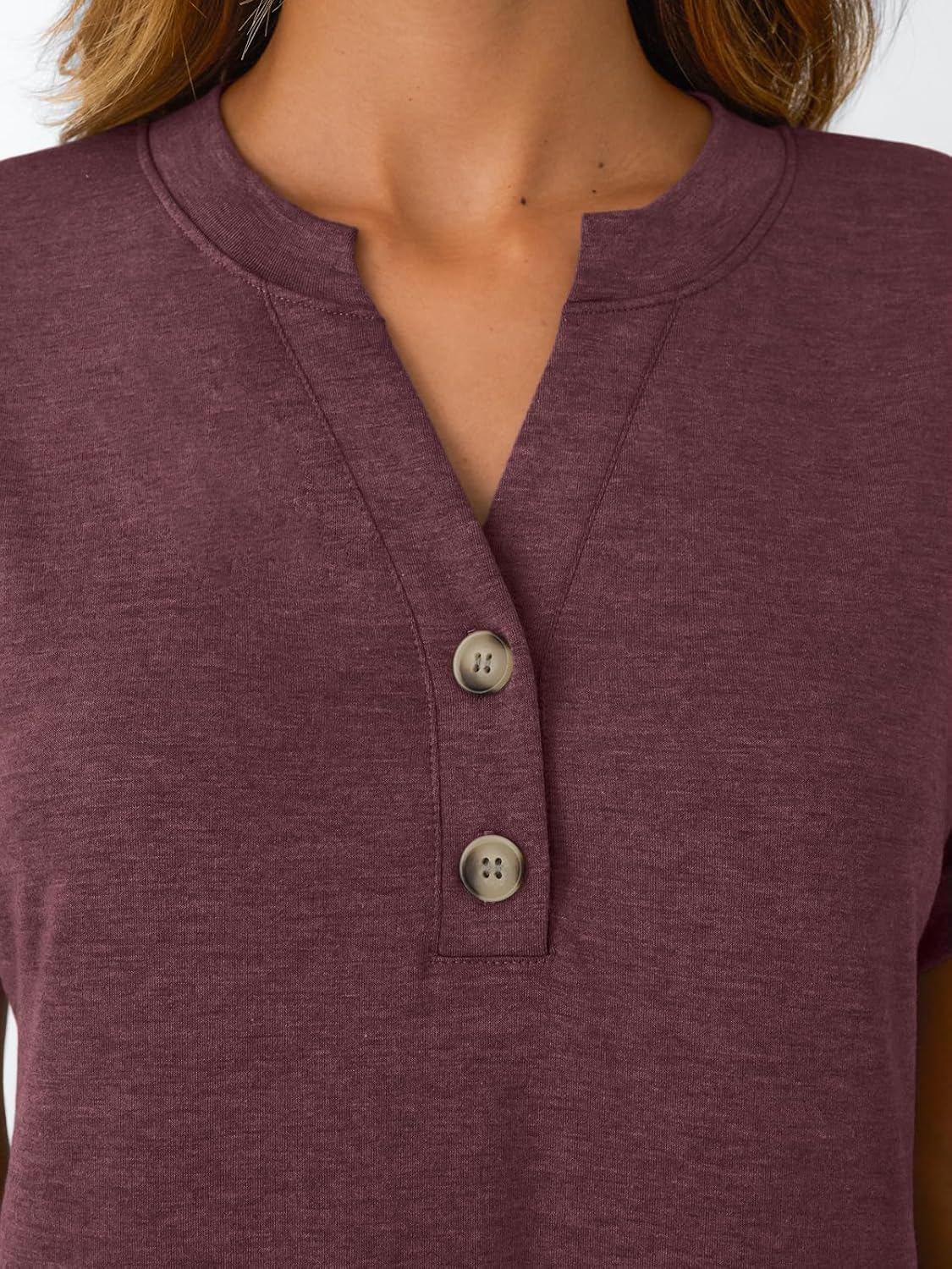 Women's Short Sleeve Shirts Henley Dressy Casual Summer Tops