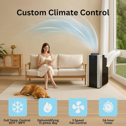 14000 BTU Portable AC Dual Hose 3 in 1 Cooling for 500 SqFt ARC14S with Window Kit