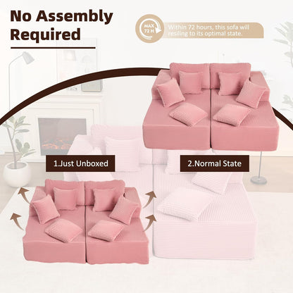 107" Boneless Couch with Deep Seat Cloud Sectional Couch for Living Room