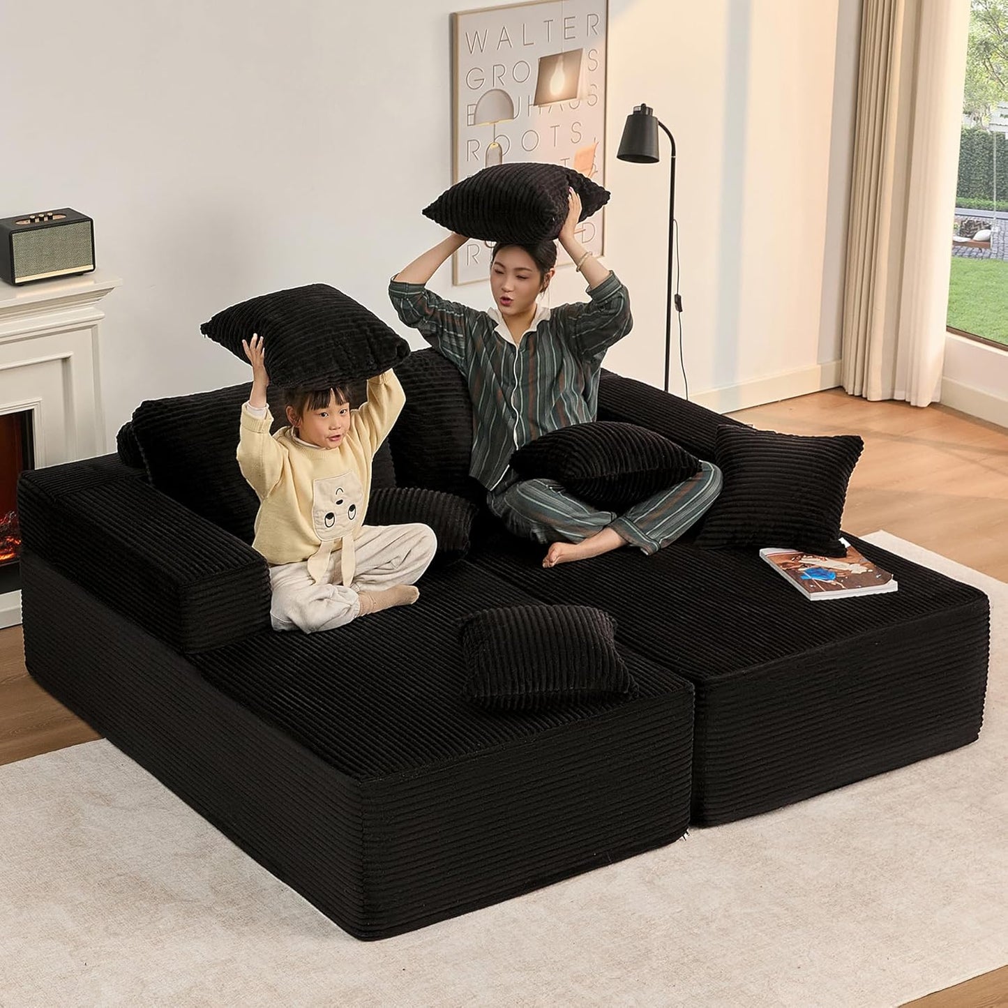 107" Boneless Couch with Deep Seat Cloud Sectional Couch for Living Room