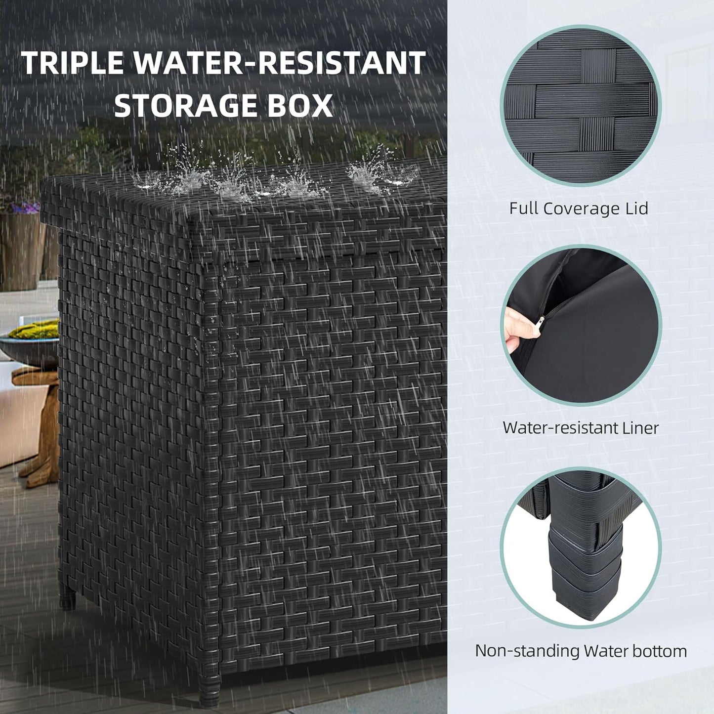 230 Gallon Deck Box XXL Wicker Outdoor Storage Box