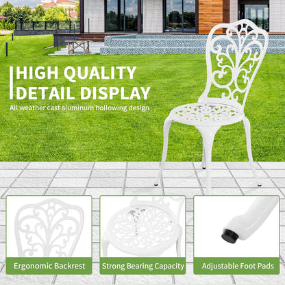 Patio Bistro Set 3 Piece Outdoor Cast Aluminum Outdoor Bistro Table