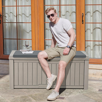 YITAHOME 120 Gallon Large Deck Box Upgraded Resin Outdoor Storage Boxes