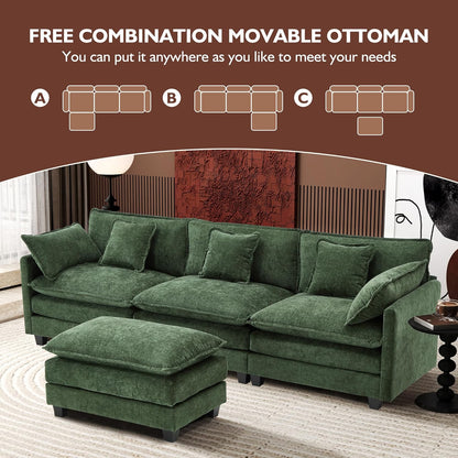 146" U-Shaped Modern Sofa Modular Sectional Cloud Couch