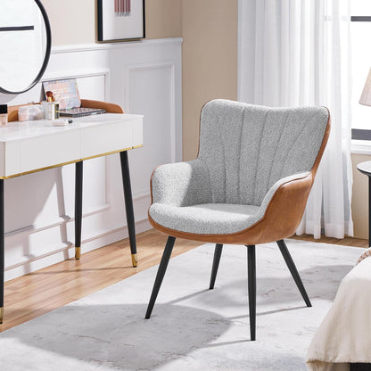 Yaheetech PU Leather Armchair Modern Accent Chair with Metal Legs