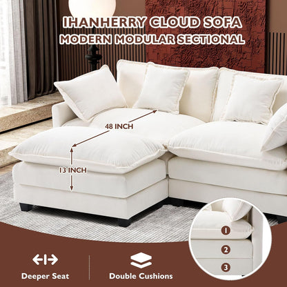 146" U-Shaped Modern Sofa Modular Sectional Cloud Couch