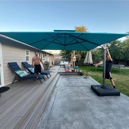 12ft Patio Umbrella with Base Large Outdoor Square Umbrella