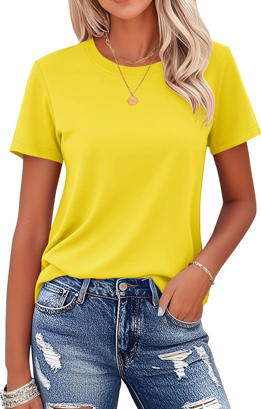 Women's Cotton T-Shirts Short-Sleeve Shirts Crew-Neck Tops