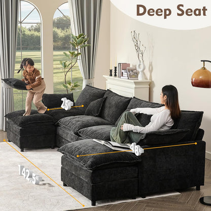 108" U Shaped Couch Modular Sectional Sofa