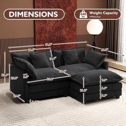 146" U-Shaped Modern Sofa Modular Sectional Cloud Couch