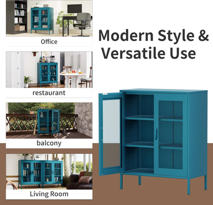 2 Door Storage Sideboard Metal Storage Cabinet with 2 Adjustable Shelf
