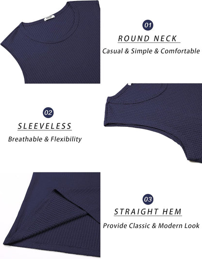 Mens Casual Tank Tops Waffle Knit Sleeveless Shirt Breathable Tank Shirts