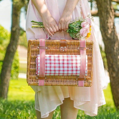 19Pcs Picnic Basket for 2 with Blanket
