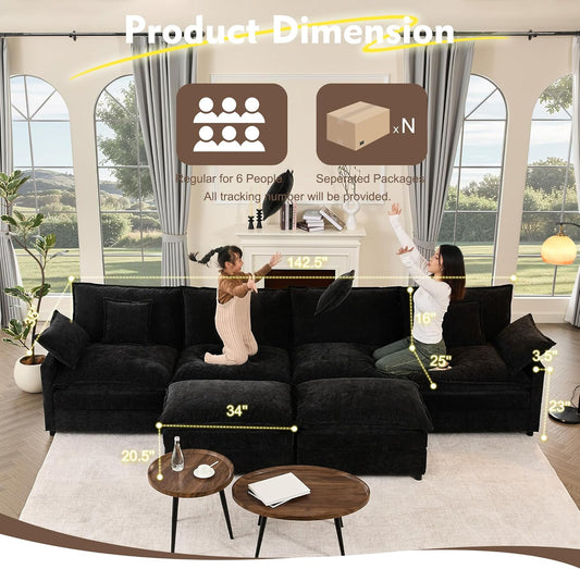 108" U Shaped Couch Modular Sectional Sofa