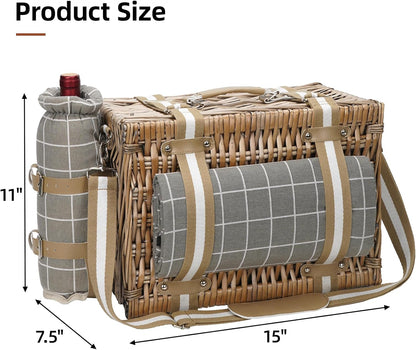 19Pcs Picnic Basket for 2 with Blanket