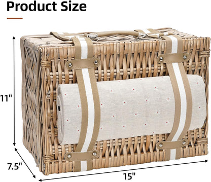19Pcs Picnic Basket for 2 with Blanket