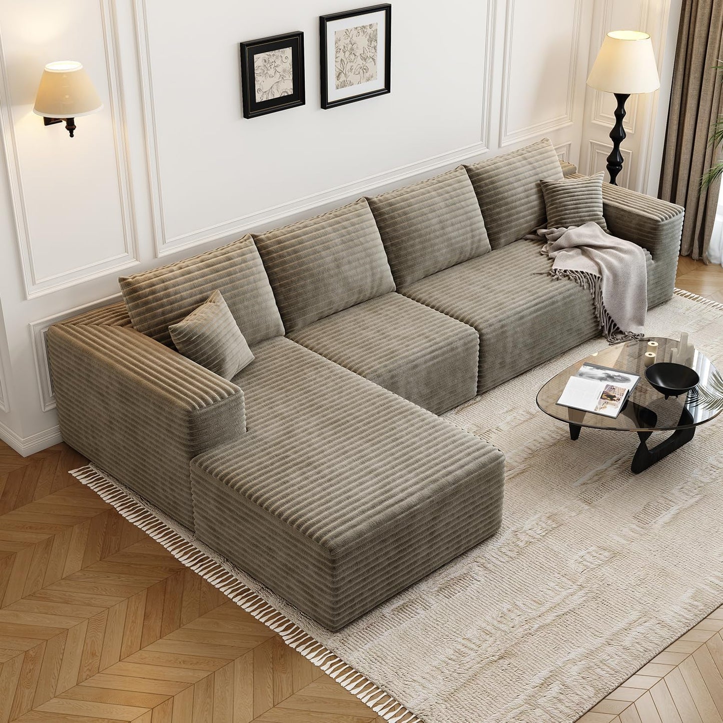 107.5" Cloud Modular Sectional Sofa with 1 Ottoman
