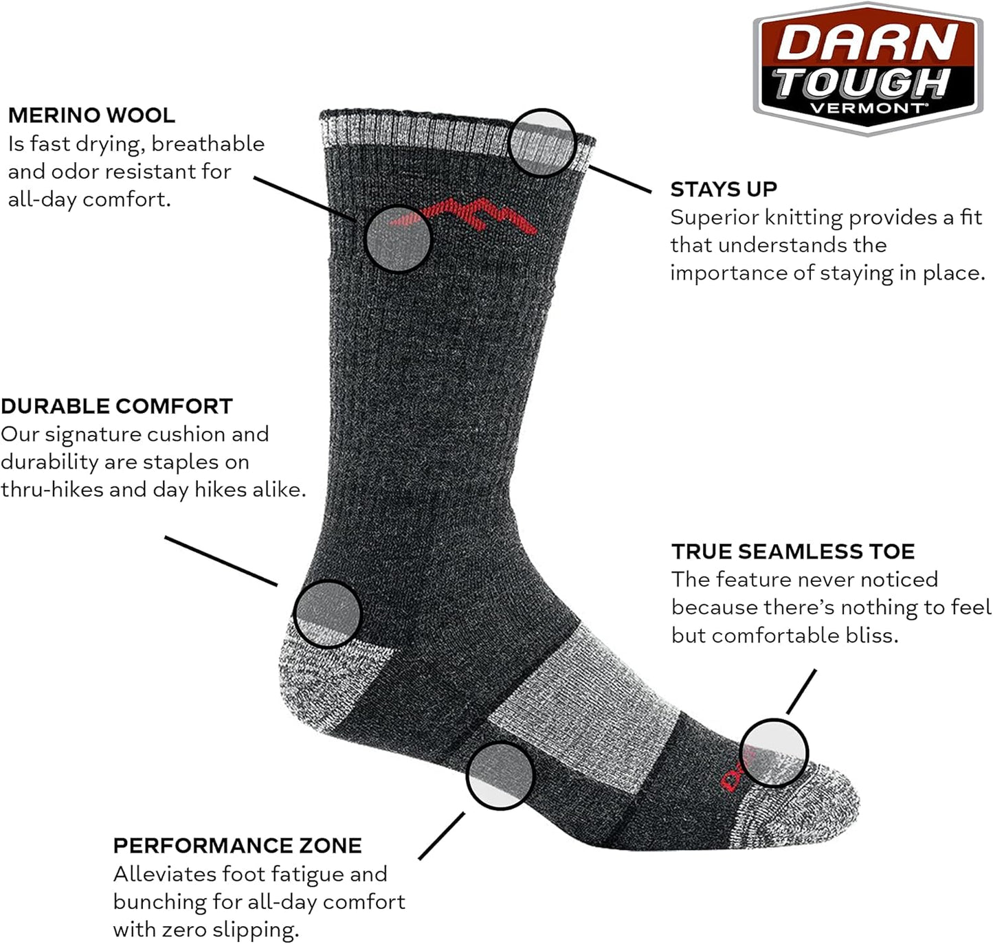 Merino Wool Boot Sock Full Cushion Darntough
