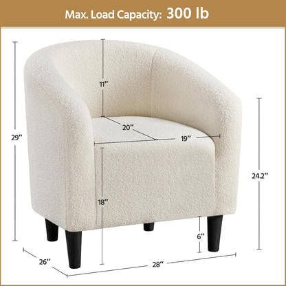 Yaheetech Accent Barrel Chair Boucle Fabric Club Chair
