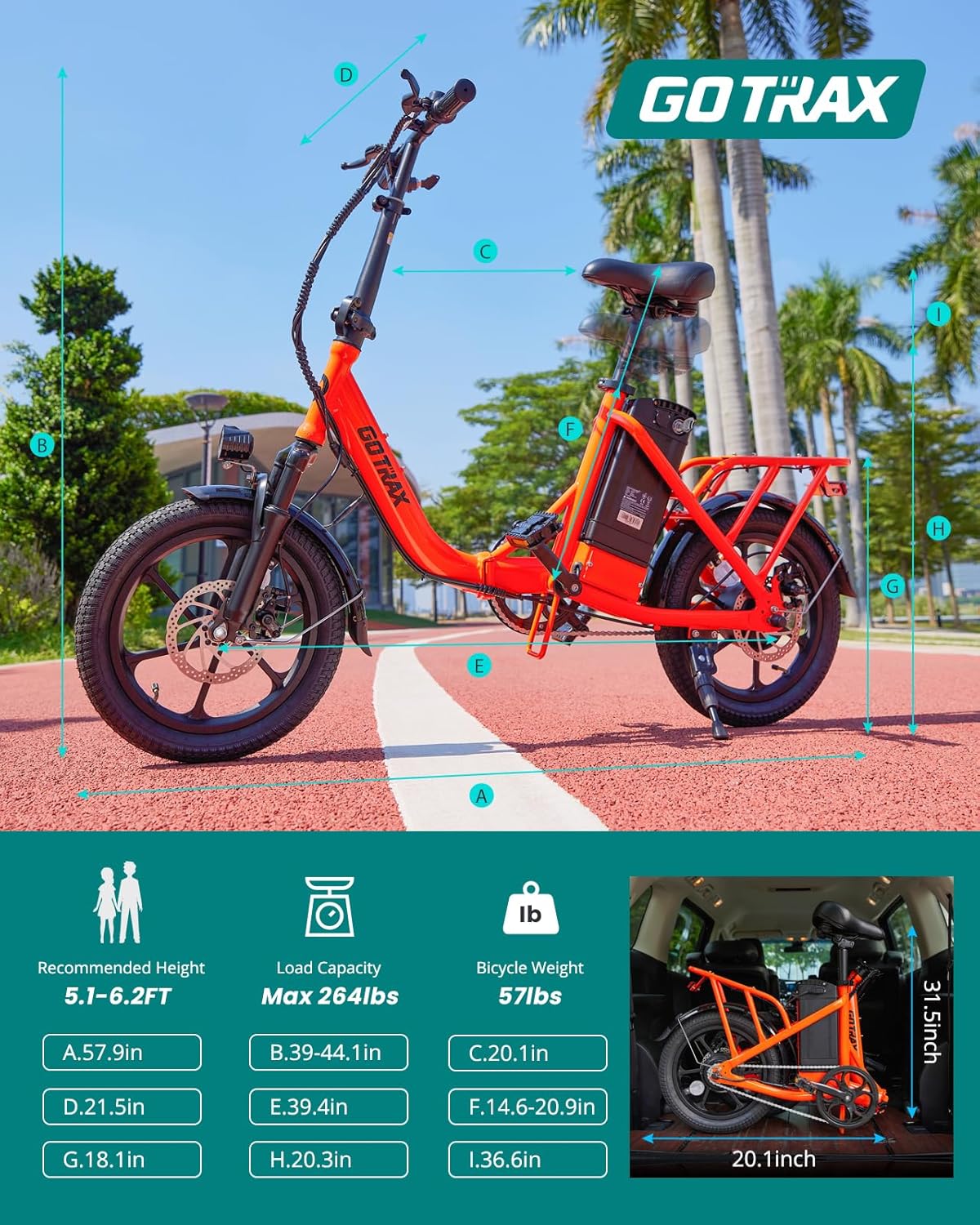 Gotrax 16" Folding E-Bike with Removable Battery 28 Mile Range