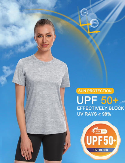 Women's Short Sleeve T Shirts UPF 50+ Sun Protection Athletic Running Workout Tee Tops