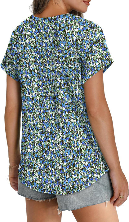 Womens T Shirts Crew Neck Rolled Short Sleeve Basic Summer Tees Curved Hem