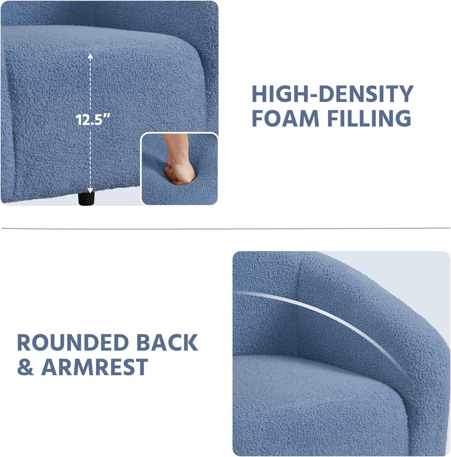 Yaheetech Accent Barrel Chair Boucle Fabric Club Chair
