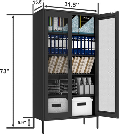 2 Door Storage Sideboard Metal Storage Cabinet with 2 Adjustable Shelf