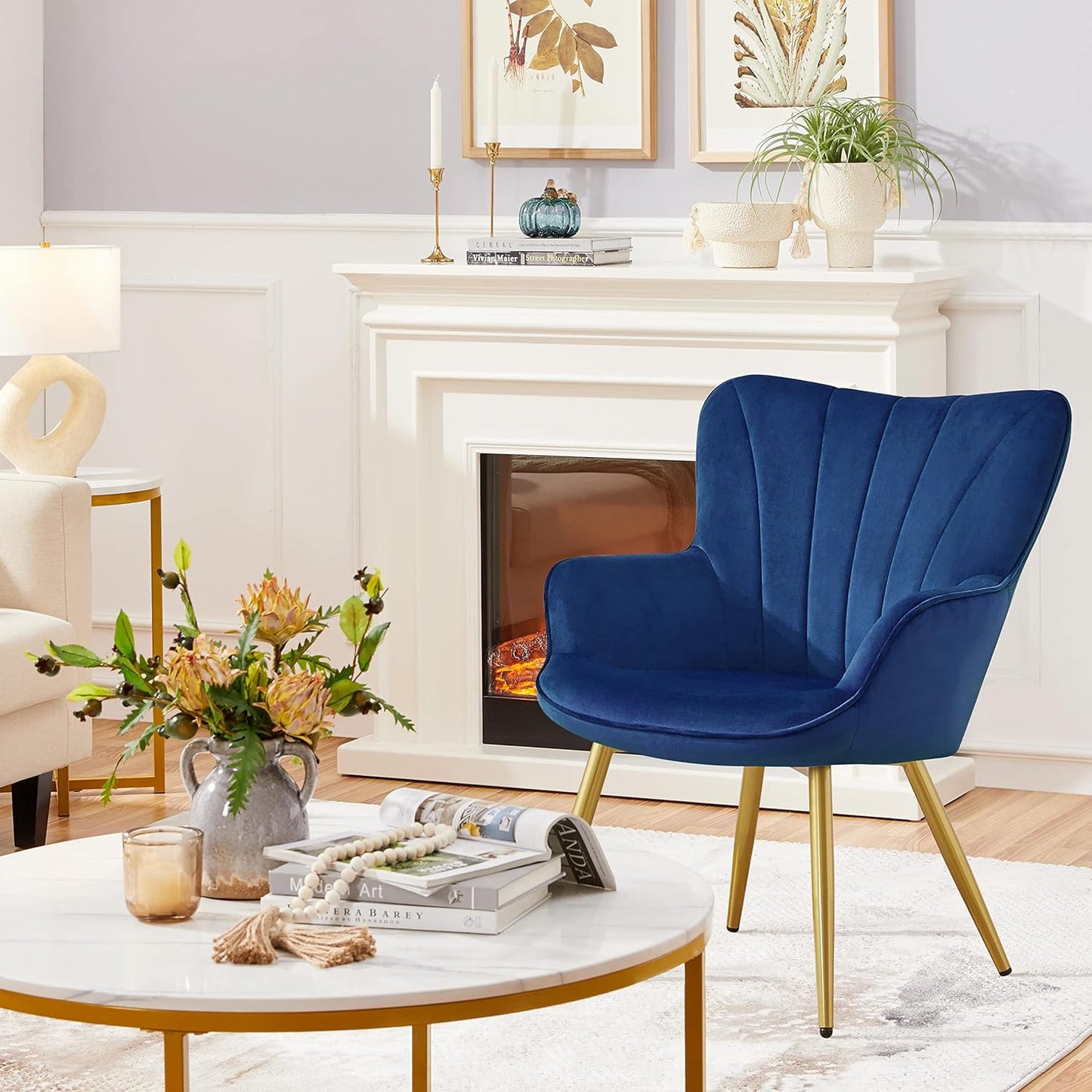 Yaheetech PU Leather Armchair Modern Accent Chair with Metal Legs