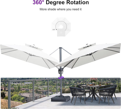 12ft Patio Umbrella with Base Large Outdoor Square Umbrella