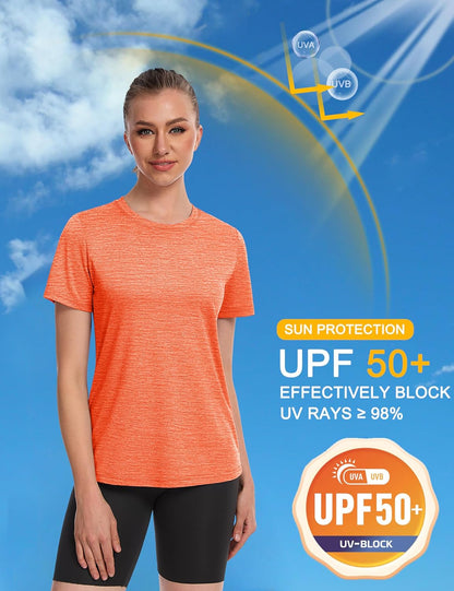 Women's Short Sleeve T Shirts UPF 50+ Sun Protection Athletic Running Workout Tee Tops