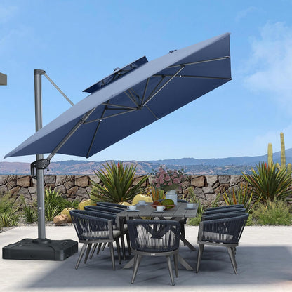 12ft Patio Umbrella with Base Large Outdoor Square Umbrella