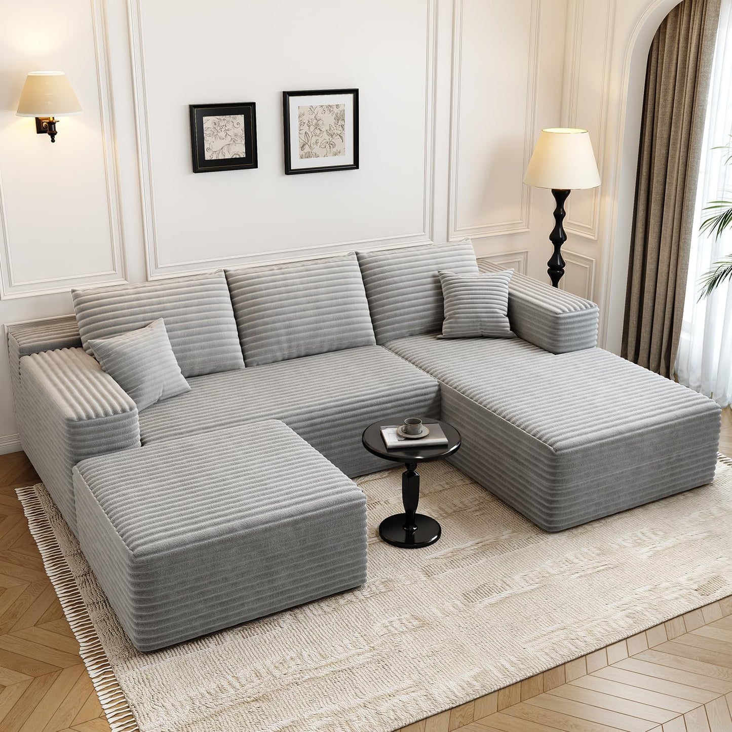 107.5" Cloud Modular Sectional Sofa with 1 Ottoman