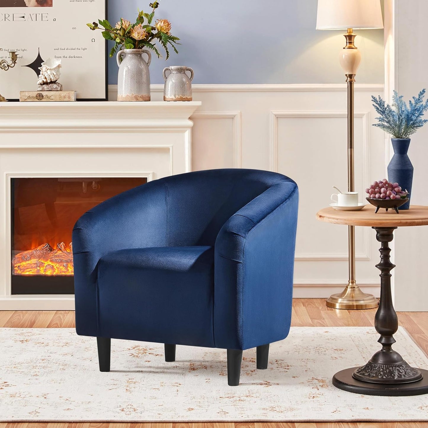 Yaheetech Accent Barrel Chair Boucle Fabric Club Chair