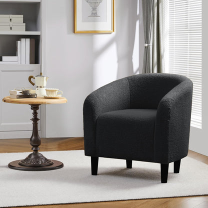 Yaheetech Accent Barrel Chair Boucle Fabric Club Chair