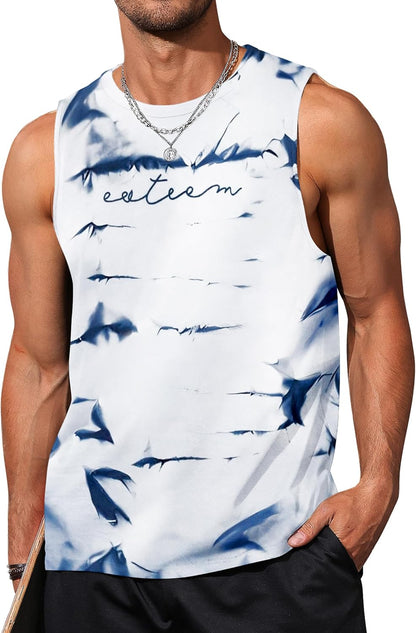 Mens Tank Tops Beach Summer Sleeveless Shirts Graphic Palm Tree Vacation