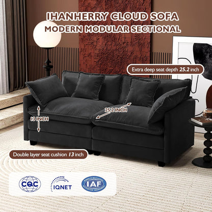146" U-Shaped Modern Sofa Modular Sectional Cloud Couch