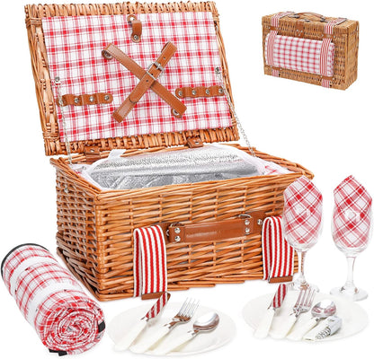 19Pcs Picnic Basket for 2 with Blanket