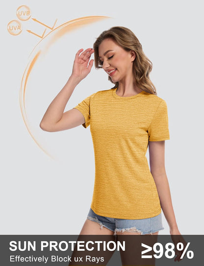 Women's Short Sleeve T Shirts UPF 50+ Sun Protection Athletic Running Workout Tee Tops