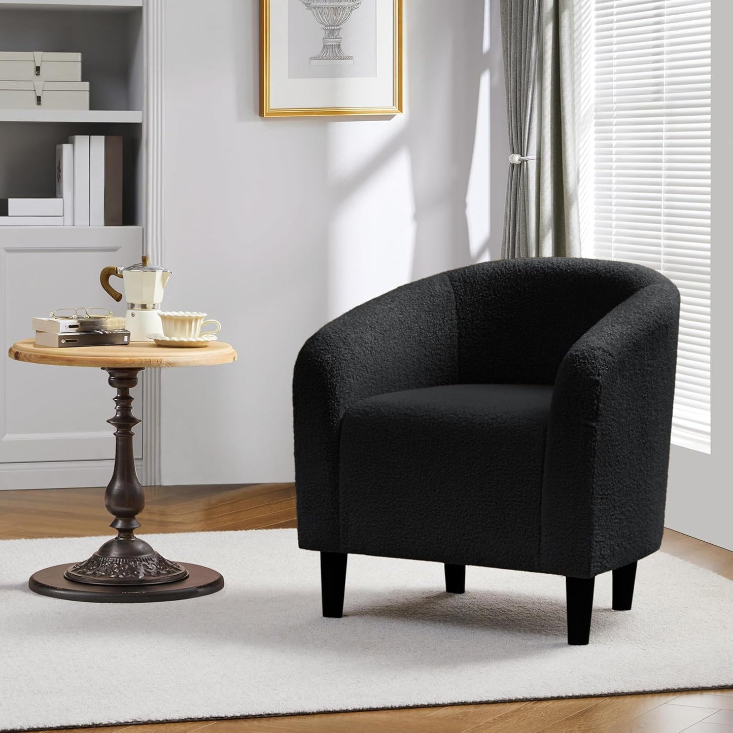 Yaheetech Accent Barrel Chair Boucle Fabric Club Chair