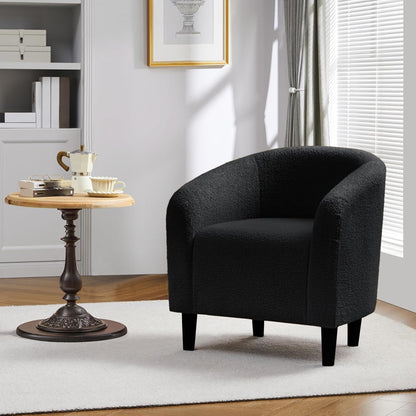 Yaheetech Accent Barrel Chair Boucle Fabric Club Chair