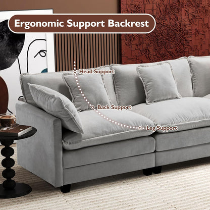 146" U-Shaped Modern Sofa Modular Sectional Cloud Couch