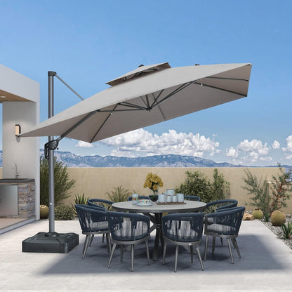 12ft Patio Umbrella with Base Large Outdoor Square Umbrella