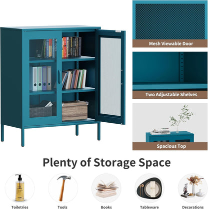 2 Door Storage Sideboard Metal Storage Cabinet with 2 Adjustable Shelf