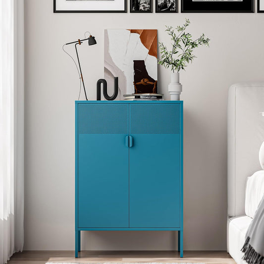 2 Door Storage Sideboard Metal Storage Cabinet with 2 Adjustable Shelf