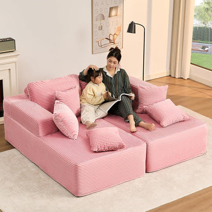107" Boneless Couch with Deep Seat Cloud Sectional Couch for Living Room